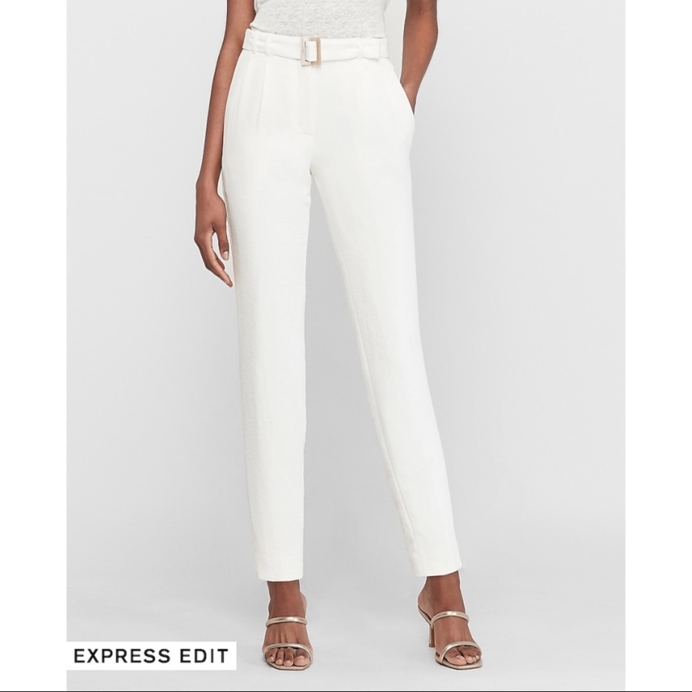 EXPRESS High Waisted O-Ring Belted Ankle Pant